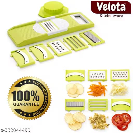 6 in 1 Slicer & Grater with Safety Holder & Extra Sharp V Blade, Includes 6 Detachable Slicers, Ripple, Greater Suitable for Onion,Carrot, Tomato, Cucumber, Beat & Vegetable